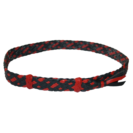 8 Strands of Genuine Australian Kangaroo Leather in Red and Black Design Hand Crafted in Brisbane, Australia Fully Adjustable sliders, One Size Fits All! Fully Utilises traditional Australian plaiting technique